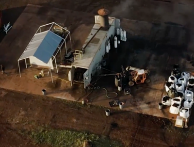 Figure 2: Aerial view of the farm’s poultry litter gasifier, which converts poultry litter into biochar, a valuable soil amendment.